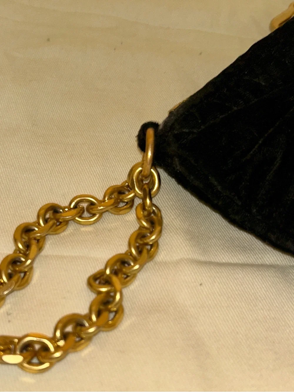 Juicy Couture Rare Y2KVintage Black Plushy Clutch, Gold Brass Chain Wristlet